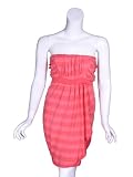 LU LU LAME Stripe Strapless Dress in Orange