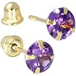 Solid 14kt Yellow Gold .47 Carat Cubic Zirconia February Birthstone Earrings