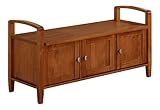 Simpli Home Warm Shaker Entryway Storage Bench, Honey Brown