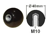 Produkt-Bild: 5 x M10 Kugelknopf &Oslash; 40 mm DIN 319 Stahlgewinde schwarz