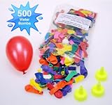 Water Bomb Water Balloons Party Pack - 500 Count Water Bombs (Assorted Colors) with 3 Easy-Fill Hose Adapters