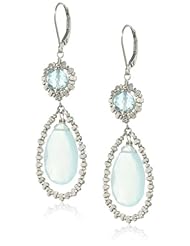 Dana Kellin Peruvian Opal Chalcedony and Aqua Quartz Surrounded By Silver Beads Earrings