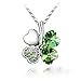 Blue Chip Unlimited Sparkling Colored Heart Shaped Clover Charm Necklace