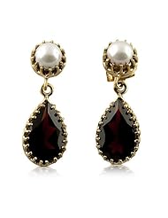 14K Gold Vintage Style 7.3CT Red Garnet Earrings