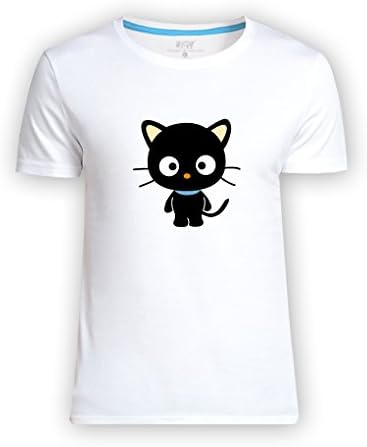 HuaTu Little Boys' Cartoon Cute Black Cat Cotton T-shirt Tees White Large