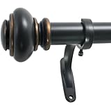 Decopolitan 1-Inch Urn Single Window Treatment Rod Set, 72 to 144-Inch, Black (Antique Bronze Finish)
