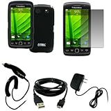 EMPIRE Black Rubberized Hard Case Cover + Screen Protector + Car Charger (C ....