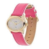 Timex Ladies Oval Goldtone Indiglo Watch with Pink Fashion Leather Band by Timex