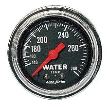 Auto Meter 2431 Traditional Chrome 2-1/16" Mechanical Water Temperature Gauge with 6' Tubing