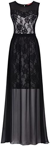 Miusol Women's Floral Lace Sleeveless Halter 2 Pieces Elegant Bridesmaid Maxi Dress