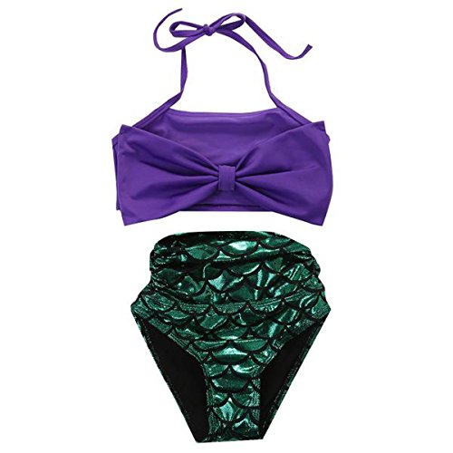 Jastore Kids Girls 2 Pcs Princess Mermaid Swimwear Bow-knot Bikini Set Swimsuit