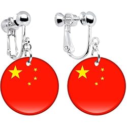 China Flag Clip on Earrings