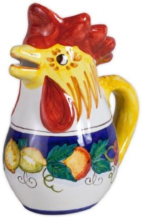 Daphne Hand Painted Italian Ceramic Rooster Pitcher From Deruta