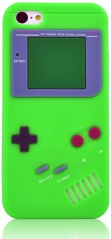 JiLee Green Iphone 5C Cover Retro Design Game Boy Style Rubber Back Case Skin for Apple iphone 5C(Random Gift 2 PCS Cartoon Sticker)