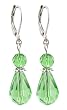 Earrings - E193 - Faceted Glass Beads Hung on Silver Plated Leverbacks ~ Peridot Green Teardrop