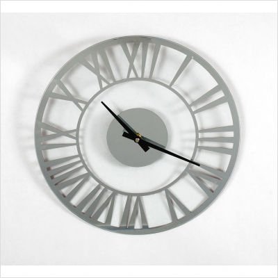 Clear Glass Wall Clock - Silver 14