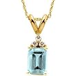 14K Yellow Gold Aquamarine and Diamond Pendant