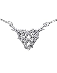 Sterling Silver Celtic-Tribal Heart Pendant Necklace