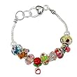 Silvertone Multi Colored Flower Beads Charm Bracelet Fashion Jewelry