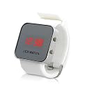 Sale - Mirror LED watch with white strap - Japanese Style ladies wristwatch - Ideal Gift
