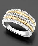 14k Gold & Sterling Silver Diamond Three-Row Band (1/2 ct. t.w.)