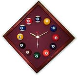 12in Diamond Billiard Clock Cherry & Wine Mali Felt