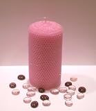 100% Beeswax Candles - Lightly Glittered PINK Hand Rolled Pillar