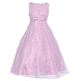 Girls 6-10 Formal Special Occasion Party Dress with Embroidered Organza and Scarf