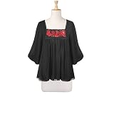 Lace Trim Sequined Yoke Top (Petite, Tall & Misses Sizes XS-3X)