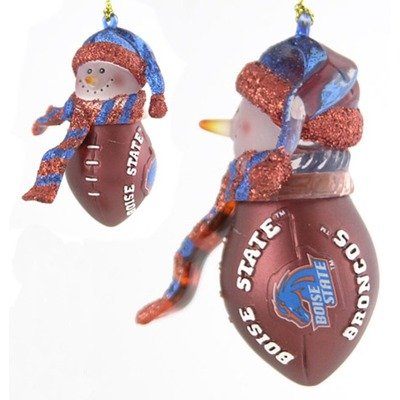 Boise State Striped Acrylic Snowman Football Ornament(Set of 4)