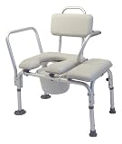 Lumex Padded Commode Tub Transfer Bench - Tub clamp and swing arm, pail and cover