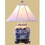 20" Jar Lamp in Blue and White