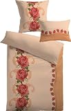 Kinzler Q-17287/07 Mikrofleece Bettw&auml;sche-Set 7-teilig Rosenranke 2x Kissen 40 x 80 cm + 2x Kissen 80 x 80 cm + 2x Bettbezug 135 x 200 cm + 1x Spannbetttuch 200 x 200 cm, Farbe apricot