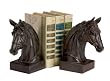 Pack of 2 Deep Brown Stately Carved Horse Head Bookends 7.75"