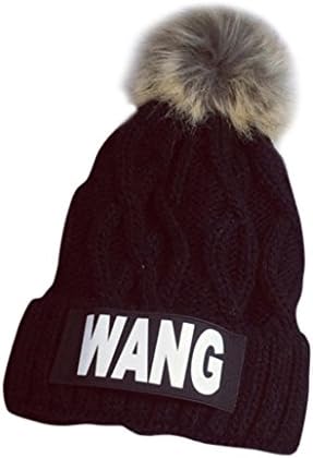 EKIMI Women Girl Letter Knitting Beanie Hip Hop Cap Warm Winter Ski Hat (Black)