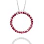 Sterling Silver Created Ruby Circle Pendant Necklace w/18" Chain