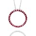 Sterling Silver Created Ruby Circle Pendant Necklace w/18" Chain