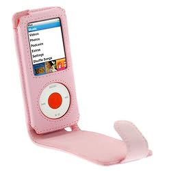 Premium Baby Pink Flip Leather Case for Apple ipod Nano Chromatic 8GB, 16GB 4G (4th Generation)