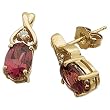 14K Yellow Gold Stylish Rhodolite Garnet Diamond Earrings