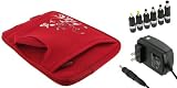 rooCASE 2n1 Acer Aspire One AOA110-1995 8.9-Inch Netbook Neoprene Sleeve Case with AC Adapter Wall Charger - Spring Butterfly - Red