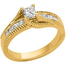 14K Yellow Gold Diamond Bridal Engagement Ring