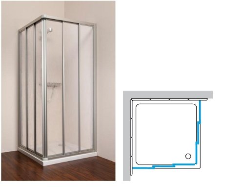 Saniku Profila II Dusche Eckeinstieg Duschkabine 3-teilig versch. Abmessungen / 24 h, Wannenmaß:900 x 750 mm Angebote