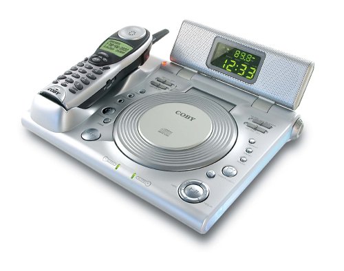 COBY CD-RA198 AM/FM Alarm Clock Radio with CD Player & 5.8 GHz Cordless Phone