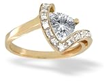 14K Yellow Gold Genuine Trillion White Topaz and Diamond Ring