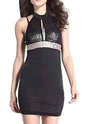 Strapless Fitted Sequined Mesh Backless Empire   Waistline Polyester Halter Sleeveless  Dress