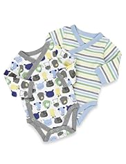 2 Pack Pure Cotton Dog & Stripe Print Bodysuits