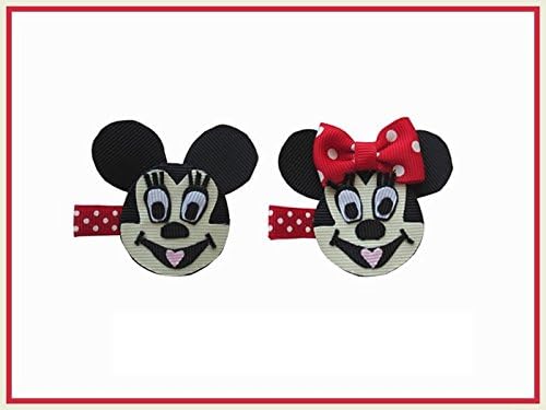 2pc Set Minnie &amp; Mickey Mouse Face Hair Bow Clips