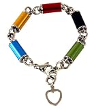 Stainless Steel 316 Bracelet Anodized Multi Color Lime Black Blue Red Link Heart Charm by Bucasi