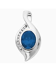 14K White Gold Oval Cut Chatham Created Sapphire Pendant -- LIFETIME WARRANTY