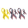 Ribbons Precut Wall Posters(2 Ribbons of 3 Phrases: Support our Troops/ Home of the Brave/ Land of the Free)- 12x21" Sheet
